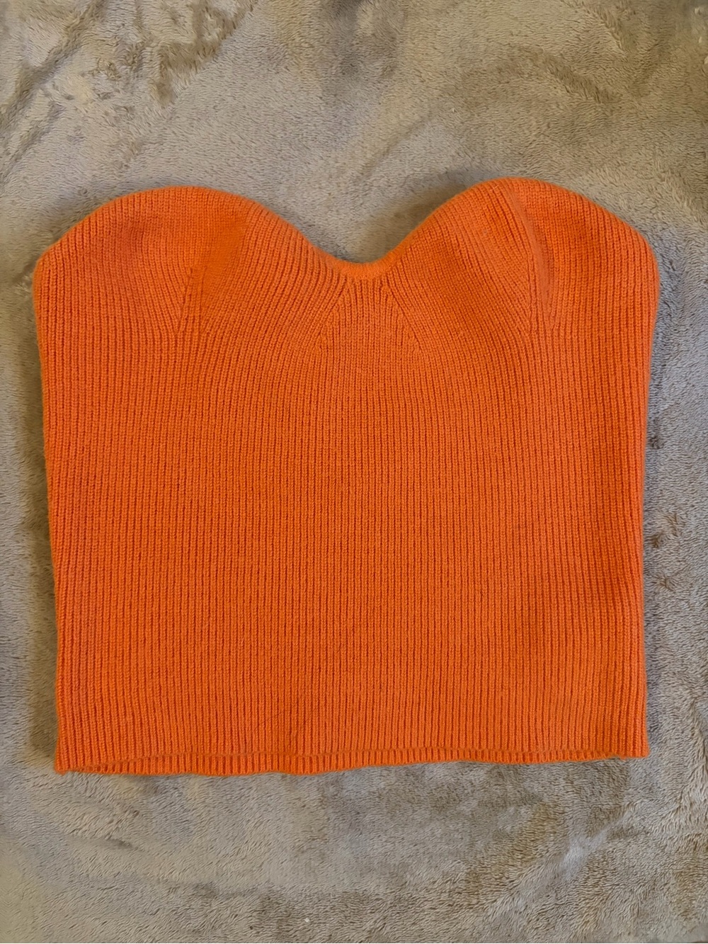 Orange Strapless Knit Bustier Top